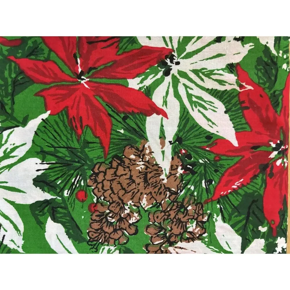 VTG Christmas Fabric Lot Springs Mills Peter Pan Poinsettia Teddy Bear 6 Yds